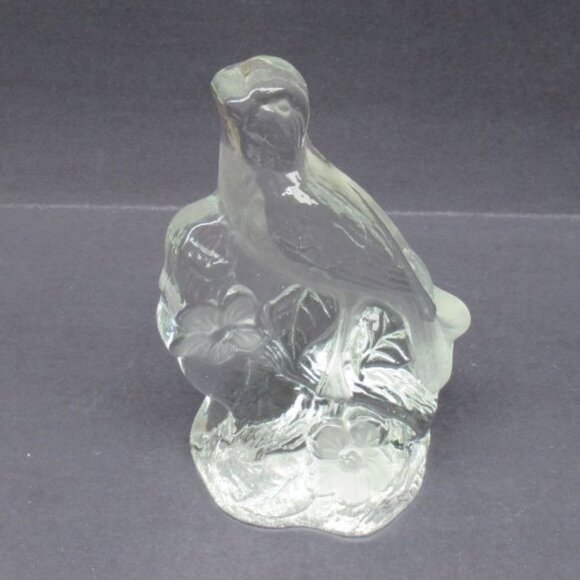 Viking Glass Vintage Crystal ROBIN with Flowers 7 inch high Book End - Single - Picture 2 of 4